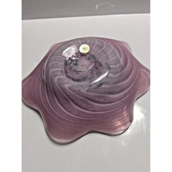 Bermuda Glass Blowing Ltd. Ruffled Edge Swirl Pattern Hand Blown Candy Bowl - Picture 6 of 12